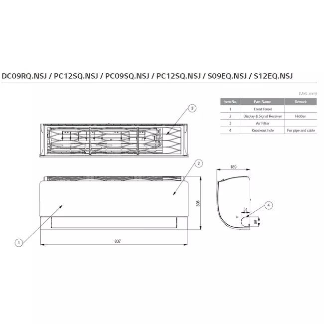 LG DUO Complete Multisplit airco MU2R15-0912 R32 1x2,5 kW + 1x3,5 kW - Afmetingen