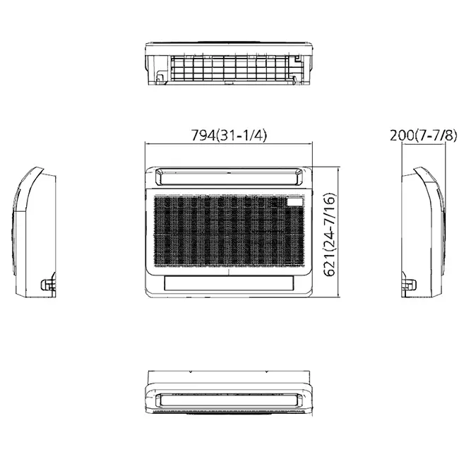 Maxicool Inverter Console airco R32 3,5 kW set - Afmetingen