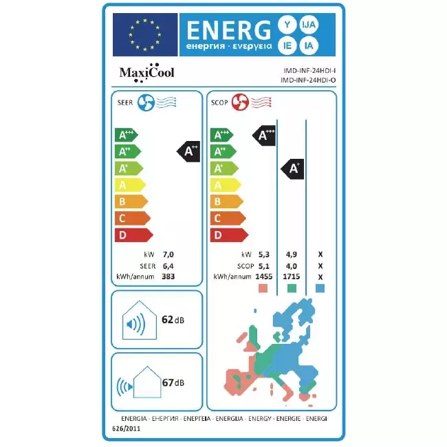 MaxiCool INFINI 7 kW R32 Inverter airco 24HDI met WIFI set - Foto 10